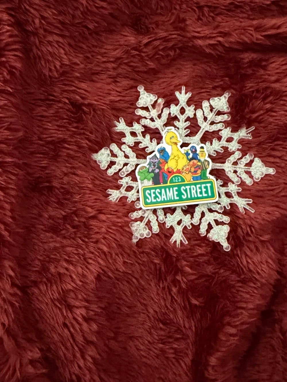 Sesame Street Ornament with Glitter Snowflake and Character Emblem